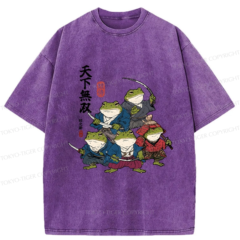 Tokyo-Tiger Five Frog Samurai Washed T-Shirt