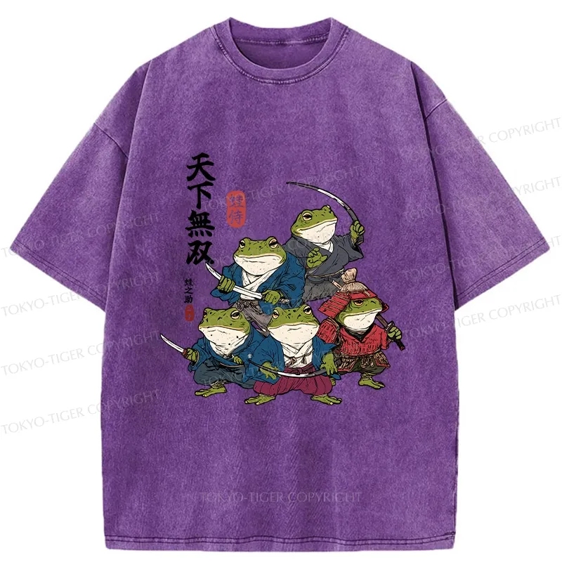 Tokyo-Tiger Five Frog Samurai Washed T-Shirt