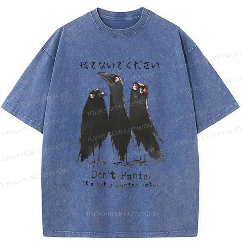 Tokyo-Tiger Funny Three Crows Washed T-Shirt