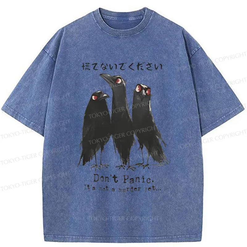 Tokyo-Tiger Funny Three Crows Washed T-Shirt