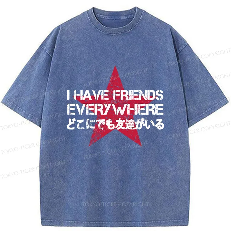 Tokyo-Tiger There Are Friends Everywhere Washed T-Shirt