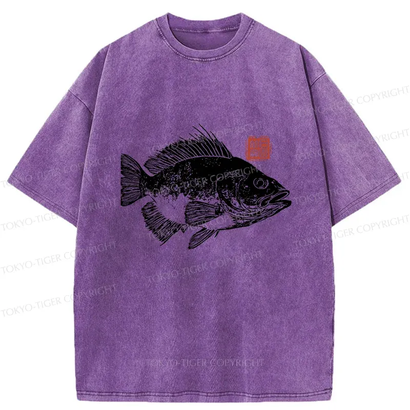 Tokyo-Tiger Fish Rubbing Washed T-Shirt
