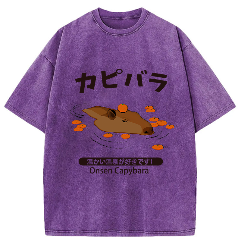 Tokyo-Tiger Onsen Capybara Washed T-Shirt