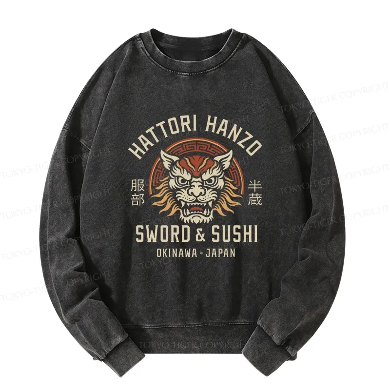 Tokyo-Tiger Hattori Lion Japanese Samurai Washed Sweatshirt