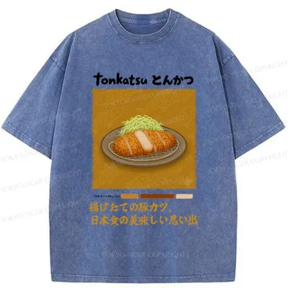 Tokyo-Tiger Delicious Fried Pork Cutlet Washed T-Shirt