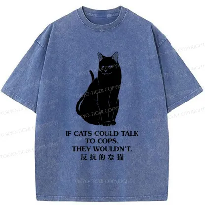 Tokyo-Tiger Rebellious Black Cat Washed T-Shirt
