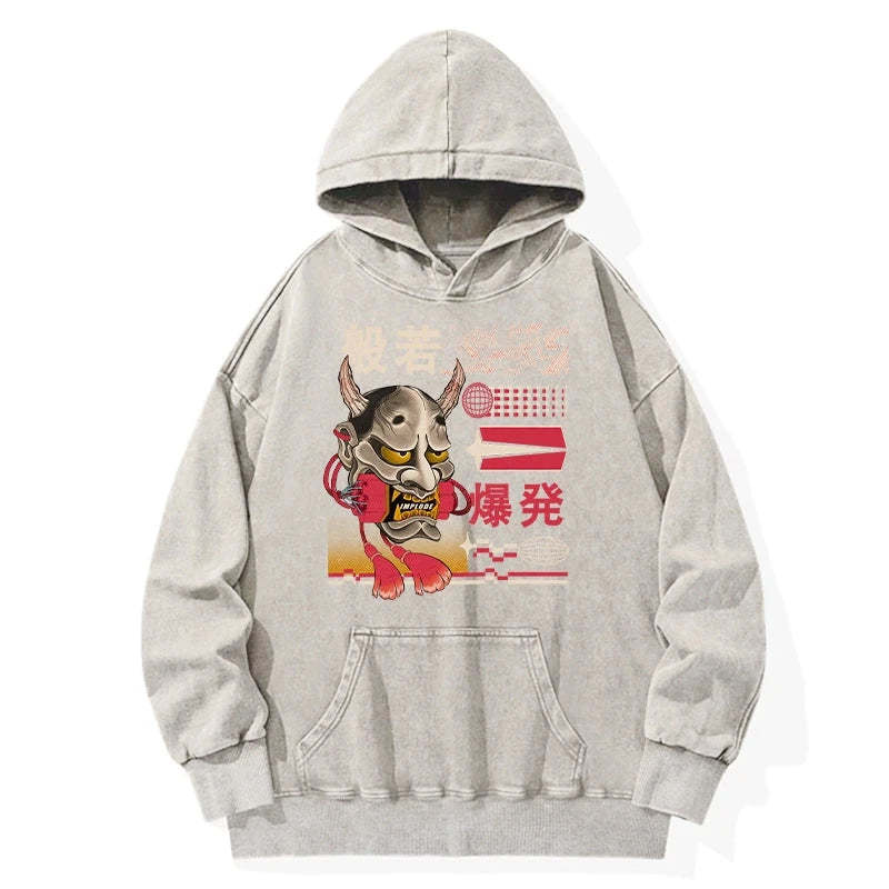 Tokyo-Tiger Hannya Mask Japanese Washed Hoodie