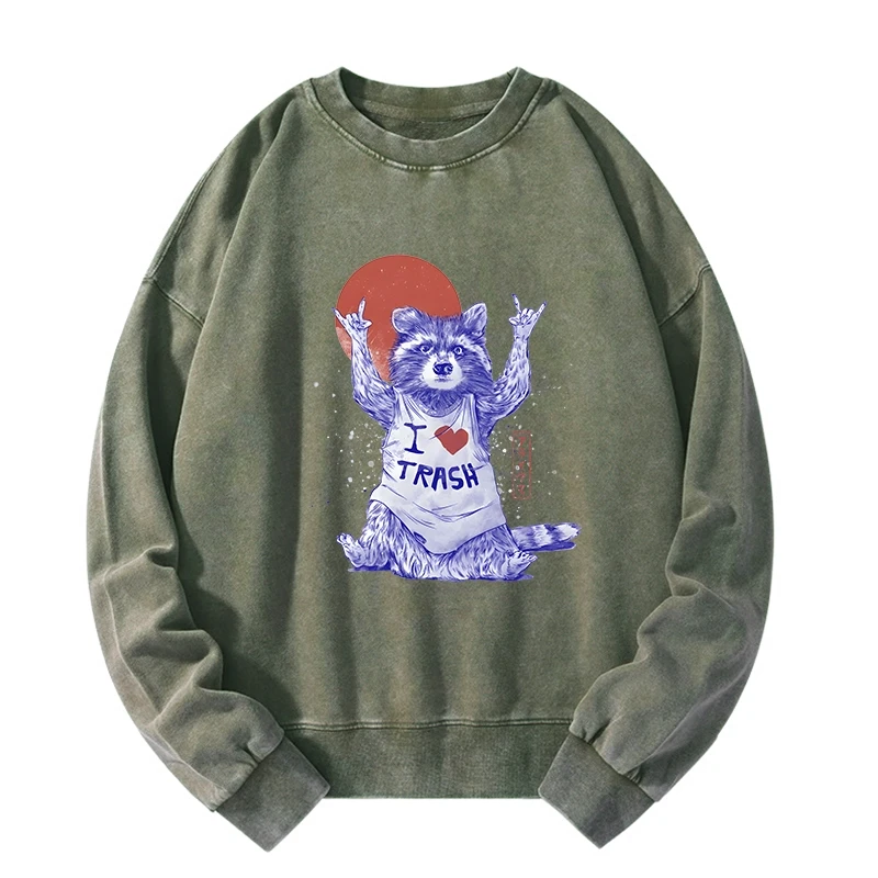 Tokyo-Tiger I love Trash Washed Sweatshirt