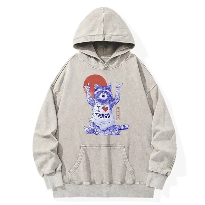 Tokyo-Tiger I love Trash Washed Hoodie