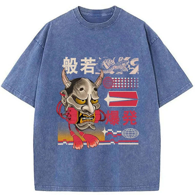 Tokyo-Tiger Hannya Mask Japanese Washed T-Shirt Sale