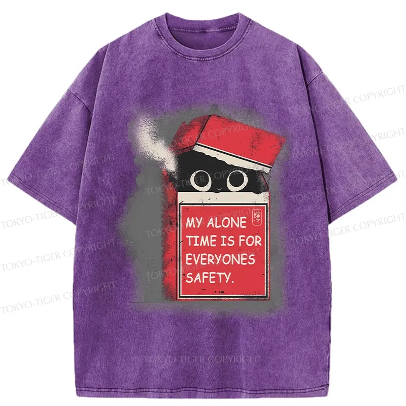 Tokyo-Tiger Funny Cat In A Cigarette Box Washed T-Shirt