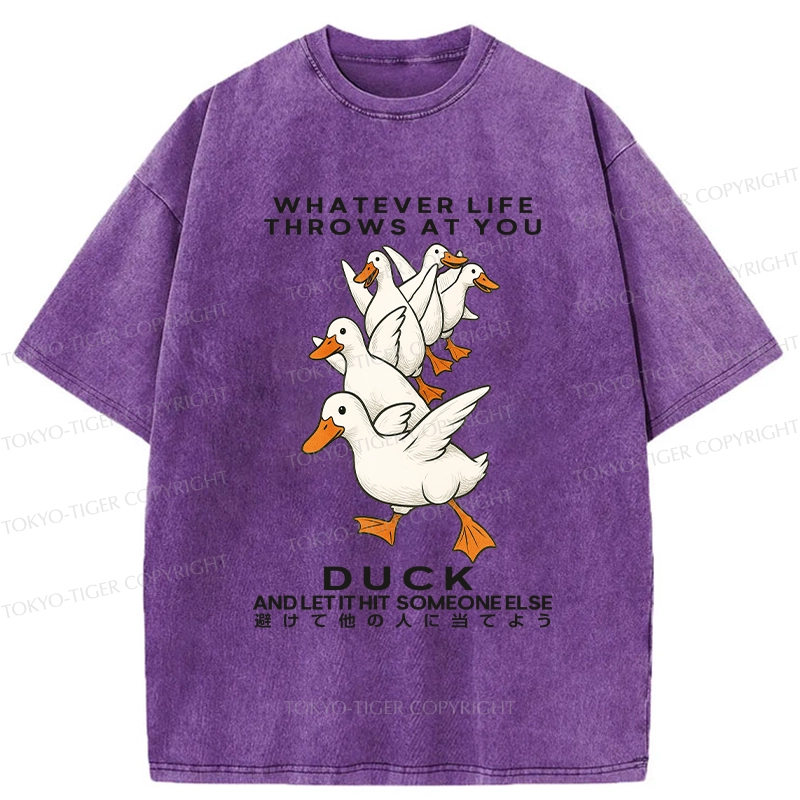 Tokyo-Tiger Funny Whatever Life Throws At You Washed T-Shirt