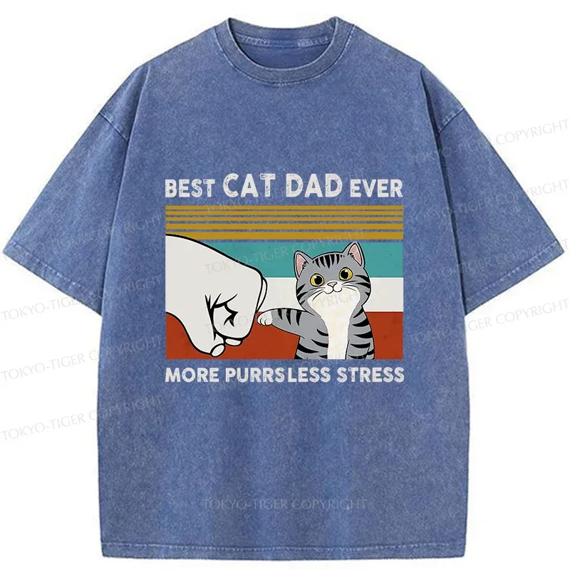 Tokyo-Tiger Funny Cat Dad Washed T-Shirt