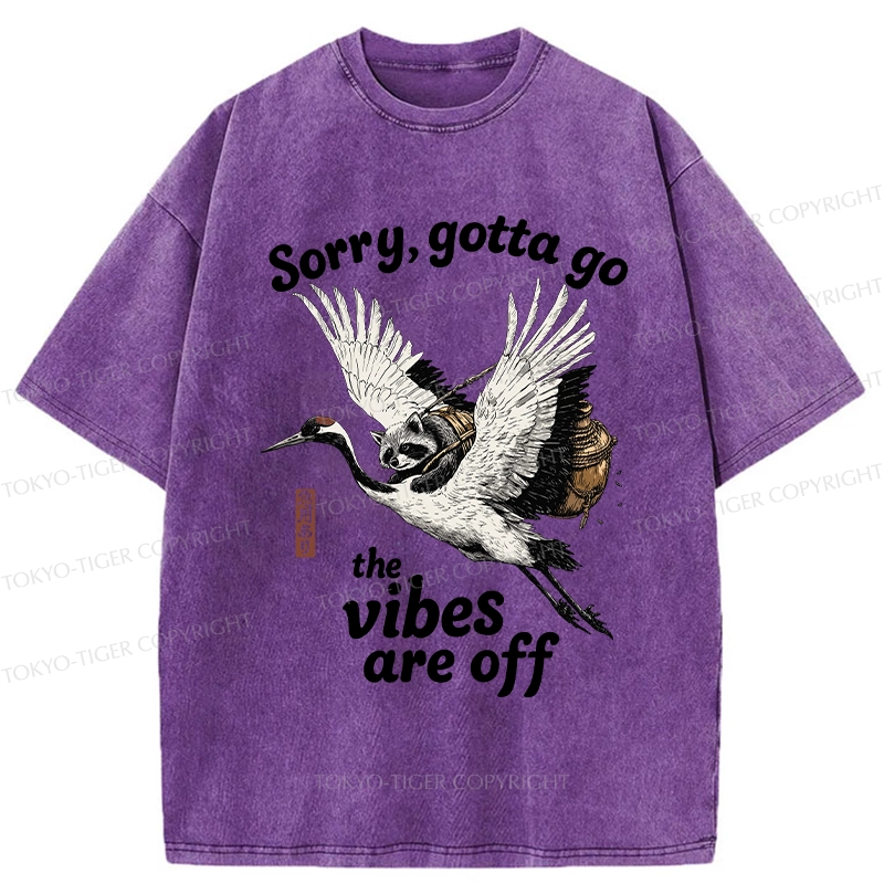 Tokyo-Tiger Raccoon Lying On The Red-Crowned Crane Washed T-Shirt