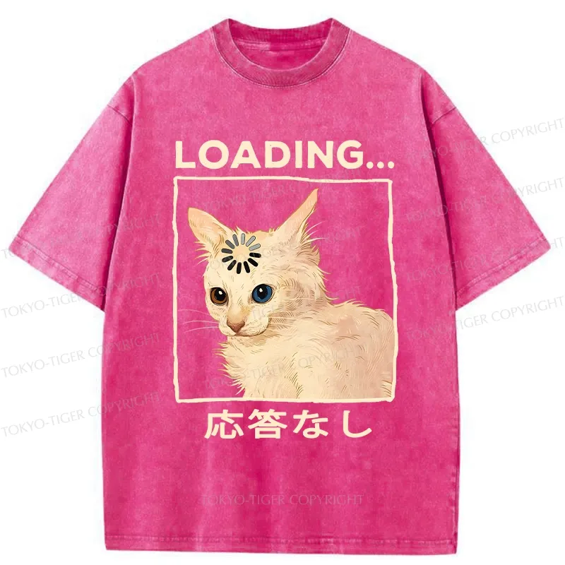Tokyo-Tiger Funny Cat Loading Washed T-Shirt
