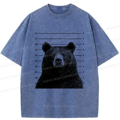 Tokyo-Tiger Arrested Bear Funny Washed T-Shirt