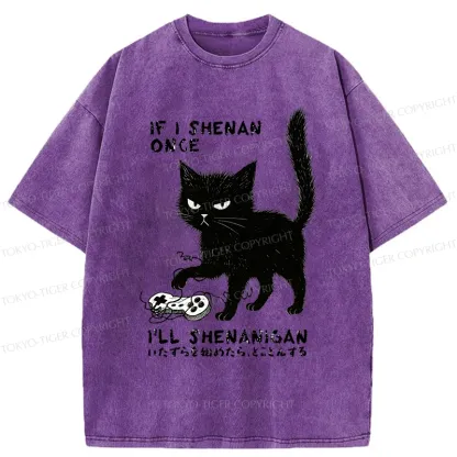 Tokyo-Tiger If I Shenan Once I'll Shenanigan Funny Washed T-Shirt
