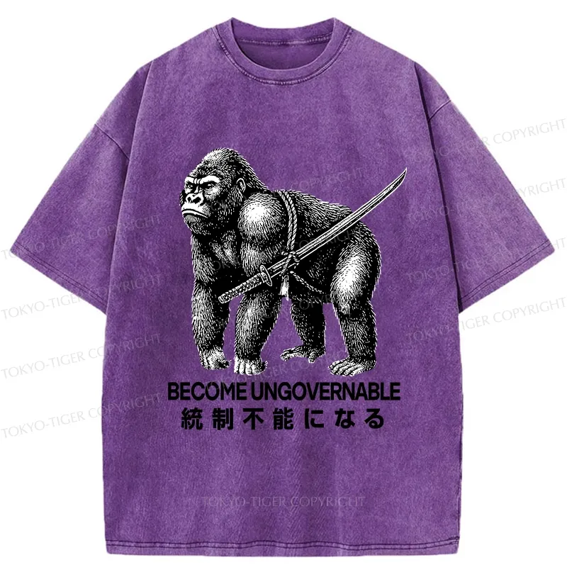 Tokyo-Tiger Gorilla Become Ungovernable Washed T-Shirt