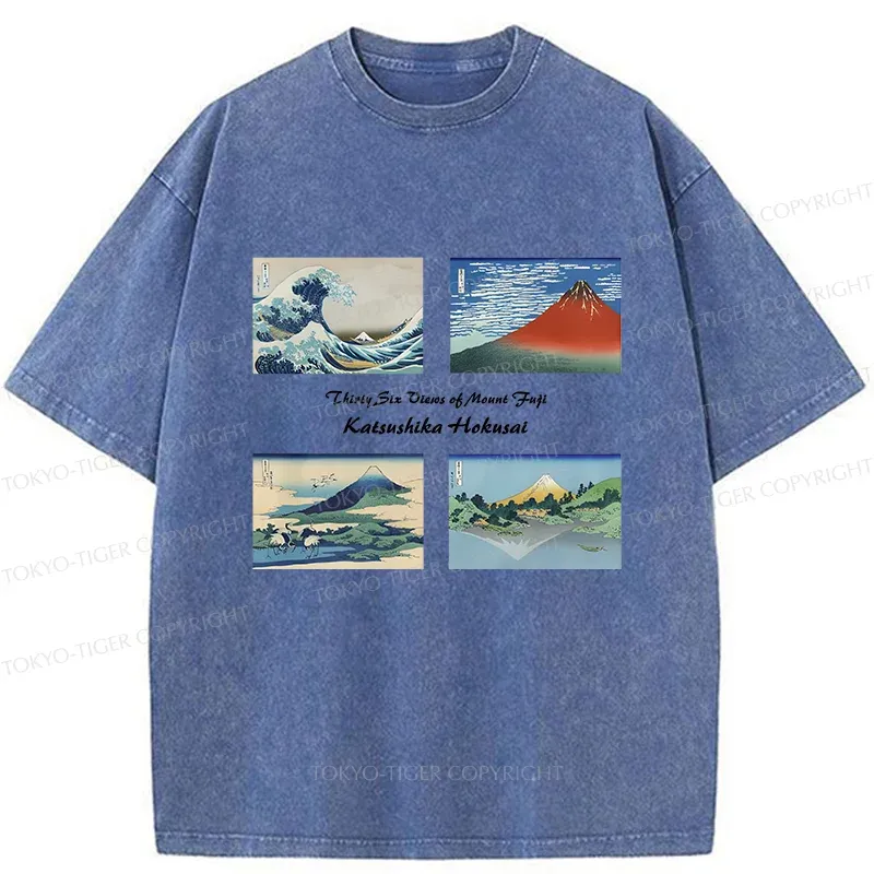 Tokyo-Tiger Japanese Famous Paintings Washed T-Shirt