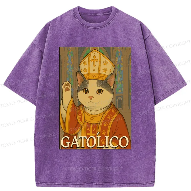 Tokyo-Tiger Pope Cat Washed T-Shirt