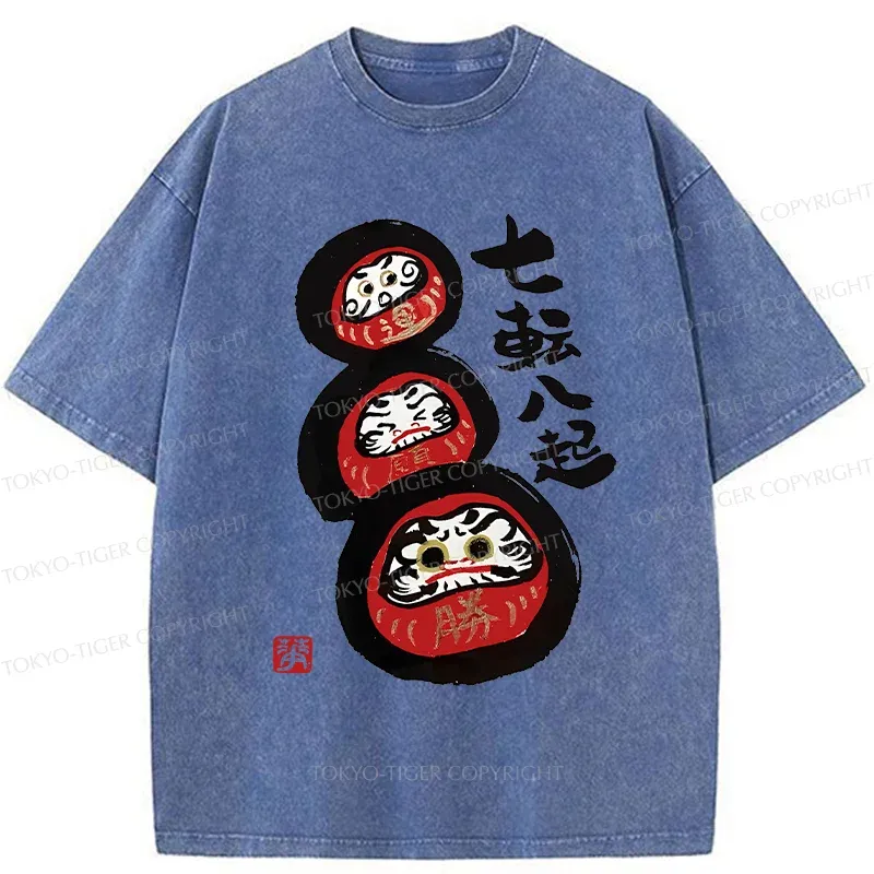 Tokyo-Tiger Funny Daruma Washed T-Shirt