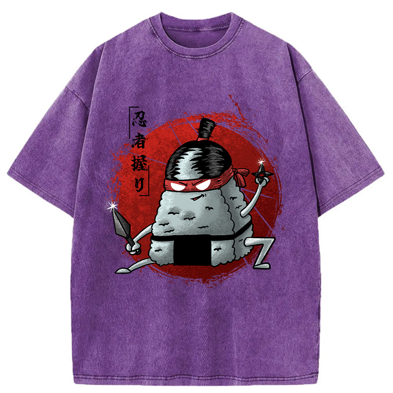 Tokyo-Tiger Rice Ball Ninja Washed T-Shirt