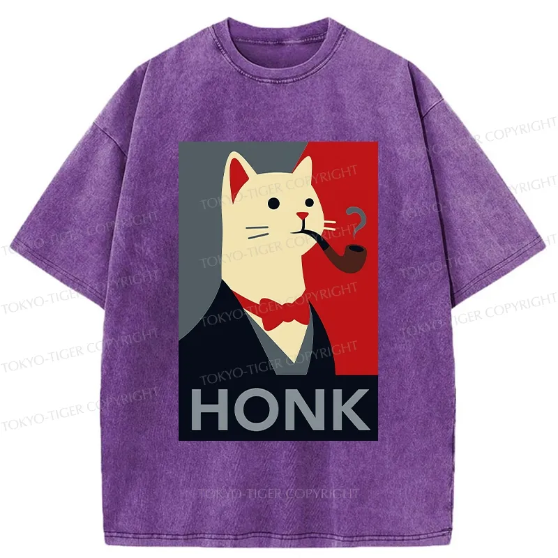 Tokyo-Tiger Funny Cat In A Suit Washed T-Shirt