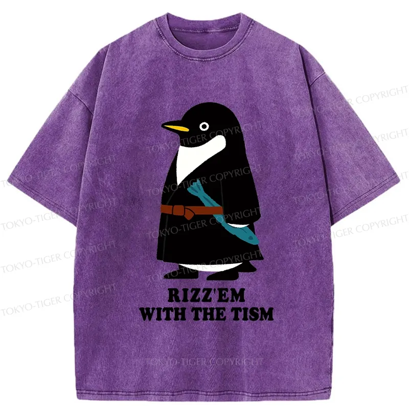 Tokyo-Tiger Rizz'Em With The Tism Washed T-Shirt