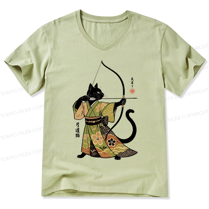 Tokyo-Tiger Japan Cat Archery V-Neck Classic T-Shirt
