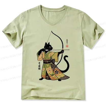 Tokyo-Tiger Japan Cat Archery V-Neck Classic T-Shirt