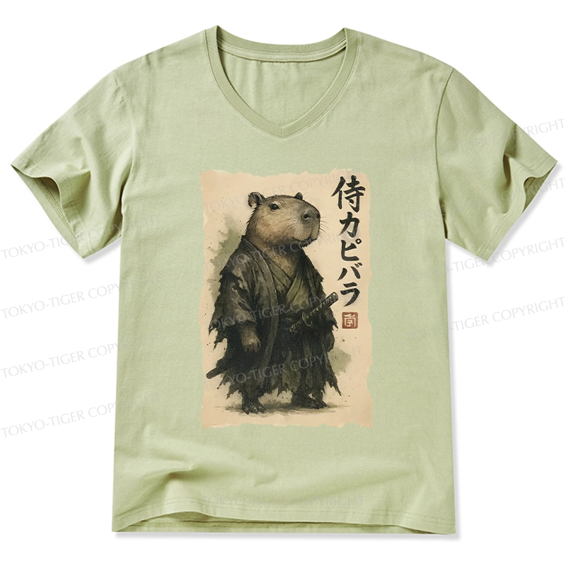 Tokyo-Tiger Capybara Samurai V-Neck Classic T-Shirt