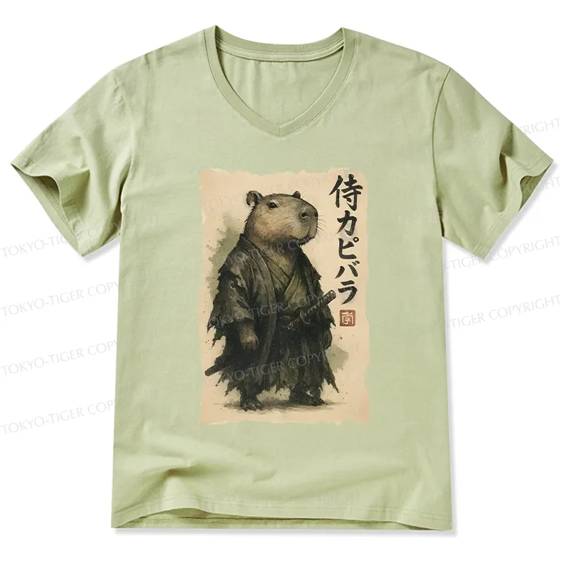 Tokyo-Tiger Capybara Samurai V-Neck Classic T-Shirt
