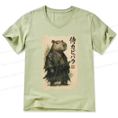 Tokyo-Tiger Capybara Samurai V-Neck Classic T-Shirt