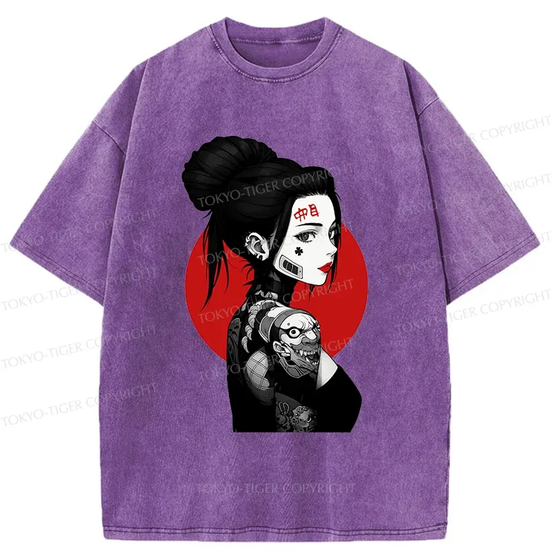 Tokyo-Tiger Mechanical Woman Washed T-Shirt