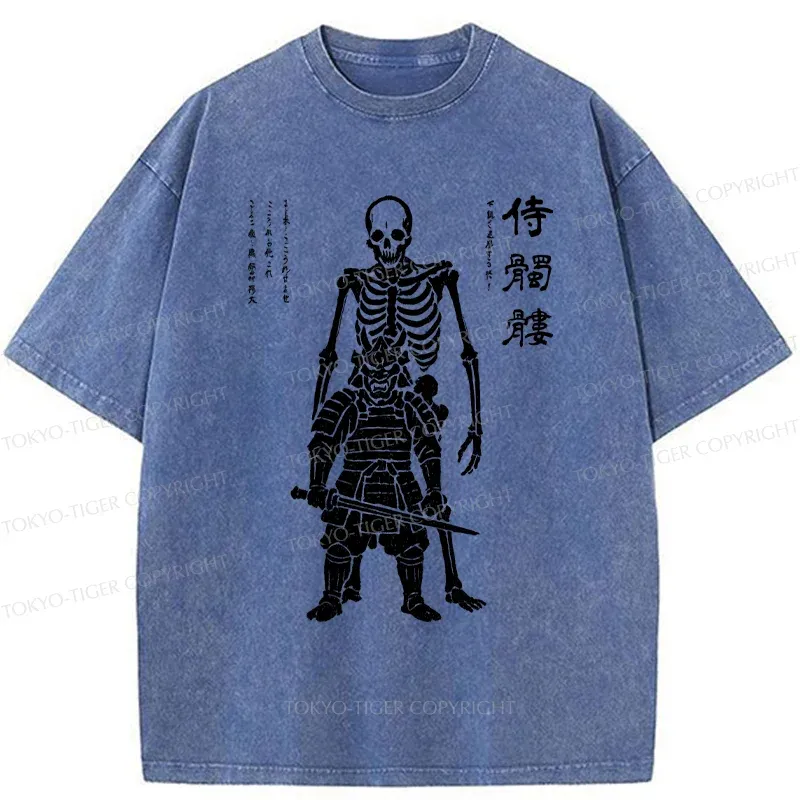 Tokyo-Tiger Skeleton Samurai Washed T-Shirt