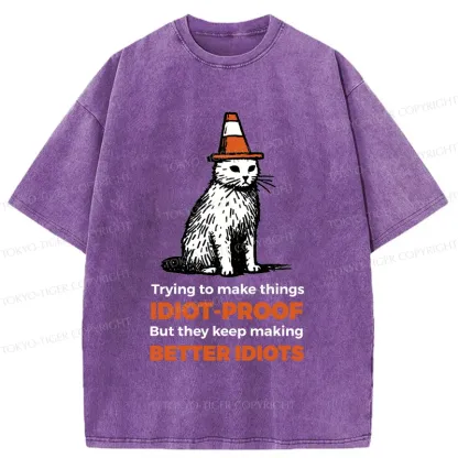 Tokyo-Tiger Stupid Cat Washed T-Shirt