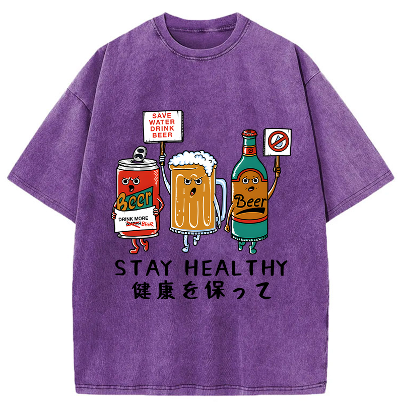 Tokyo-Tiger Stay Healthy Washed T-Shirt
