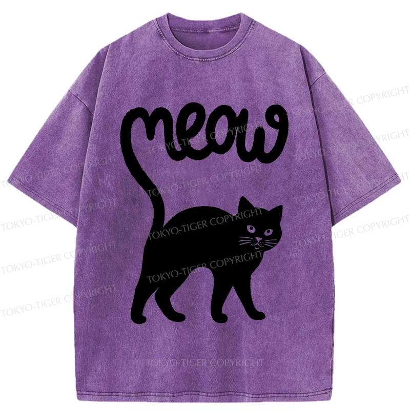 Tokyo-Tiger Funny Cat Tail Washed T-Shirt
