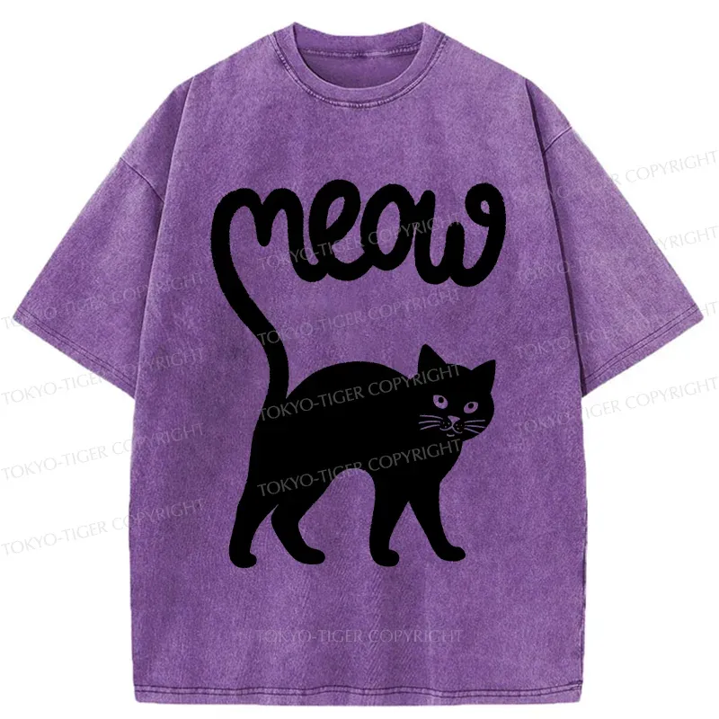 Tokyo-Tiger Funny Cat Tail Washed T-Shirt