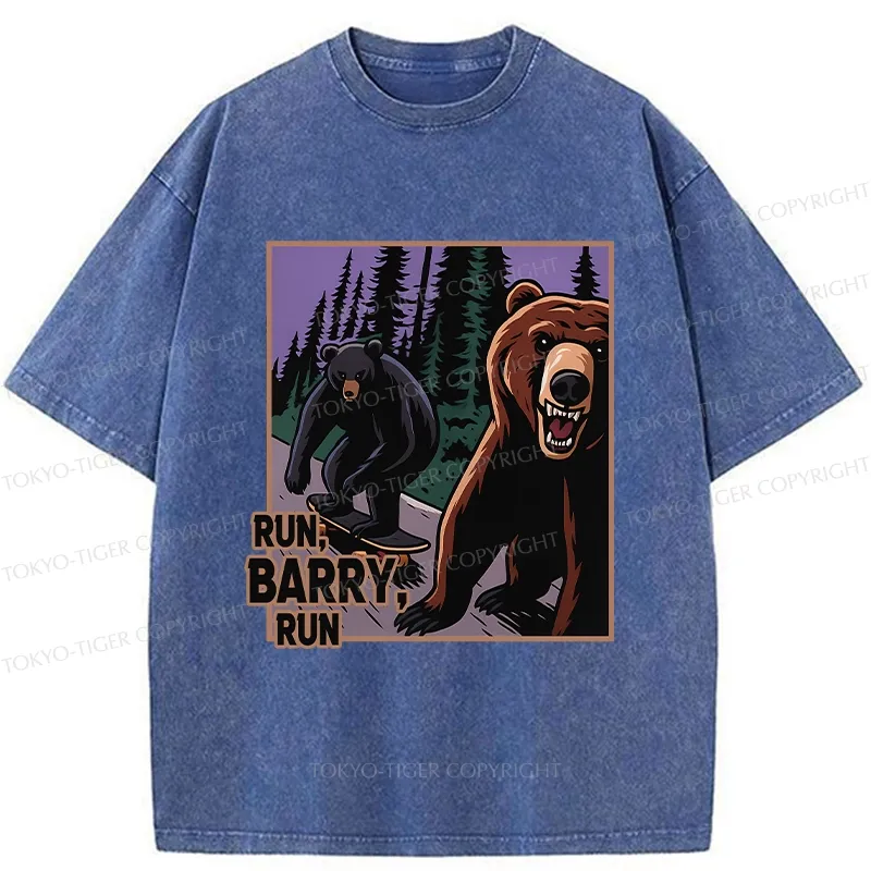 Tokyo-Tiger Funny Bear Skateboard Washed T-Shirt