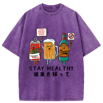 Tokyo-Tiger Stay Healthy Washed T-Shirt