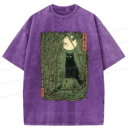 Tokyo-Tiger Black Cat In The Bamboo Forest Washed T-Shirt