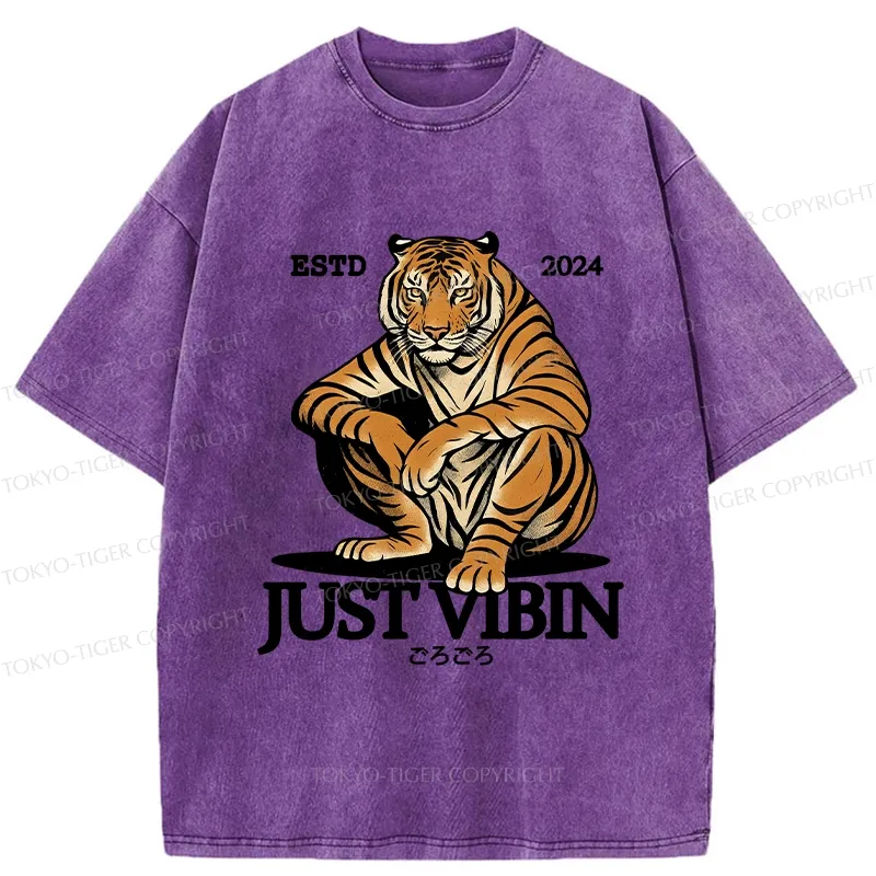 Tokyo-Tiger Sitting Tiger Washed T-Shirt