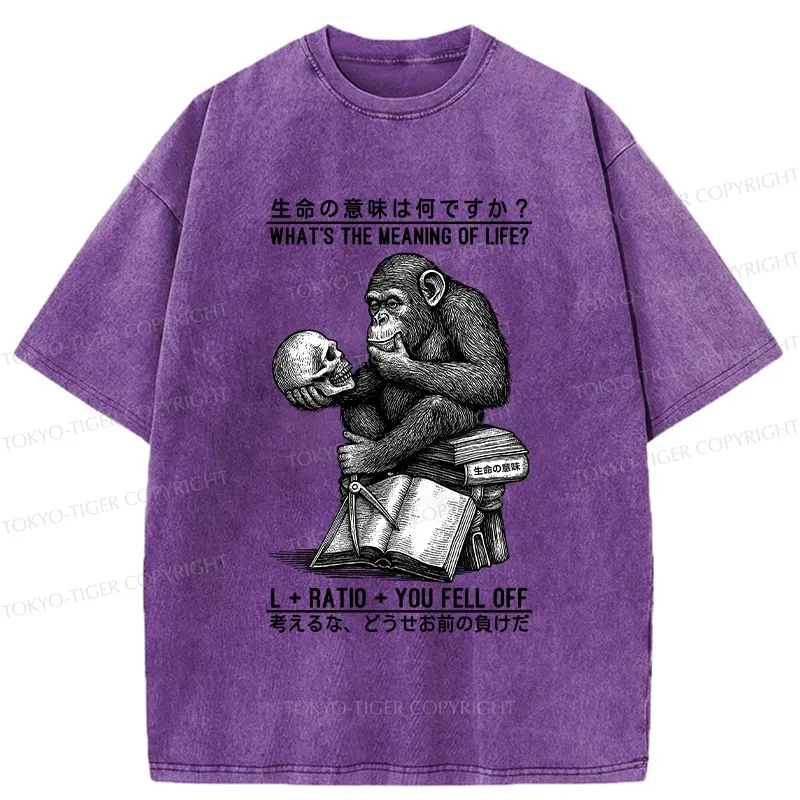 Tokyo-Tiger What's The Meaning Of Life? Washed T-Shirt