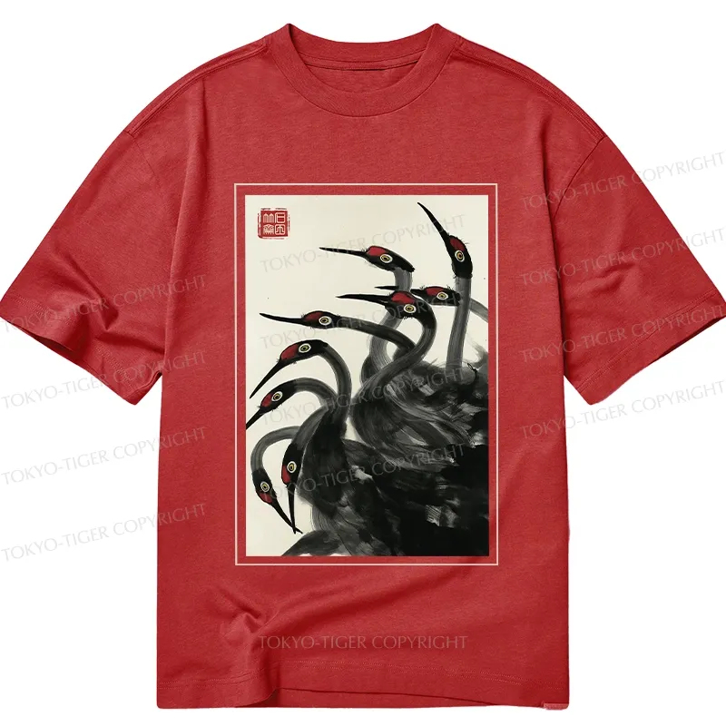 Tokyo-Tiger Retro Red Crowned Crane Classic T-Shirt