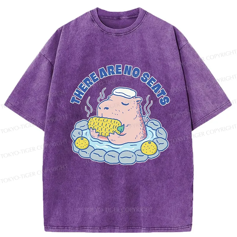 Tokyo-Tiger Capybara Enjoying Hot Springs Washed T-Shirt
