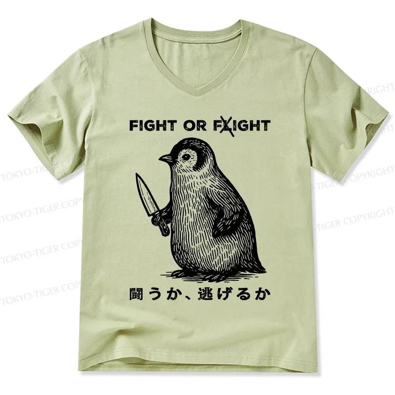 Tokyo-Tiger Funny Fight Or Flight V-Neck Classic T-Shirt