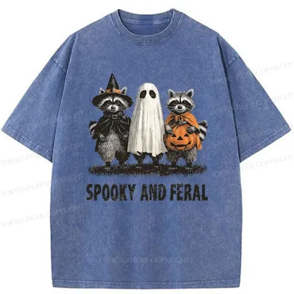Tokyo-Tiger Halloween Raccoon Washed T-Shirt