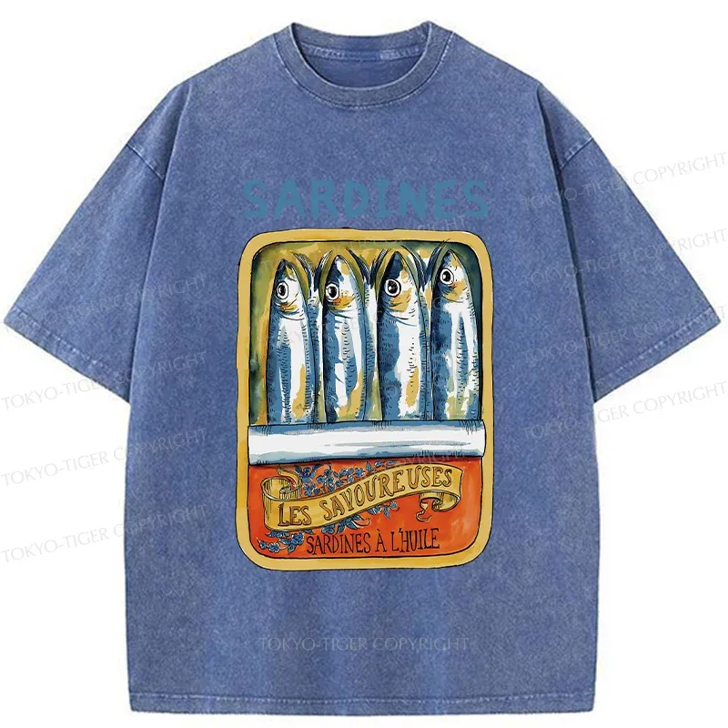 Tokyo-Tiger Vintage Sardines Can Washed T-Shirt