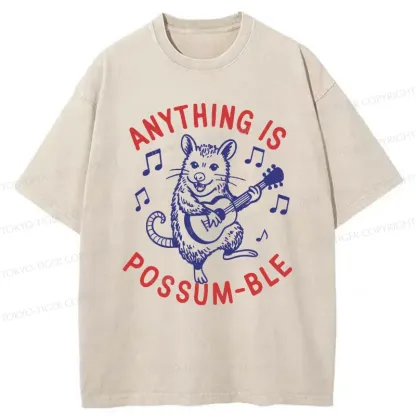 Tokyo-Tiger Possum Playing The Ukulele Washed T-Shirt
